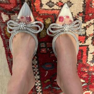 Sparkle kitten heels with clear material